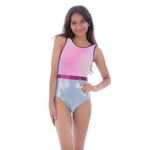 IKAANYA Girls/Women Sleeveless Leotard - Ideal for Gymnastics, Dance, Yoga, Acrobatics or Performance (Toddlers, Kids, Adults) (Pastel Blue, Adult Medium)