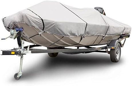 Budge 600 Denier Boat Cover fits Center Console Flat Front/Skiff/Deck Boats B-641-X7 (22' to 24' Long, Gray)