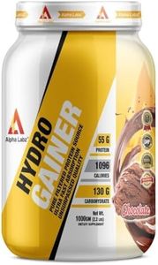 Alpha Labz Hydro Gainer High Protein & High Carbs Mass Gainer For Muscle Mass Gain | 55g Protein & 1096 Calories | Gain Strength & Size | High Calories Formula with Vitamins & Minerals for Weight Gain | Weight Gainer for Women & Men [Chocolate Flavor, 1kg]