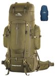 TRAWOC EXPEDITION 80L Travel Backpack Camping Hiking Rucksack Trekking Bag for Men & Women with Water Proof Rain Cover/Shoe Compartment BHK001 Olive Green