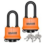 KAWAHA 91/40L-2P 1.7in. Long Shackle Waterproof Laminated Padlock with Key(Keyed Alike, Heavy Duty, Laminated Steel Body with Thermoplastic Case) for Locker, Garage, Fence, Shed, Outdoor-45mm L*2