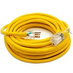 50-ft 12/3 Heavy Duty Lighted SJTW Indoor / Outdoor Extension Cord by Watt's Wire - 50' 12-Gauge Grounded 15-Amp Power-Cord (50 Foot 12-Awg)