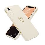 Teageo Compatible with iPhone Xr Case 6.1 inch for Women Girls, Cute Luxury Love Heart [Soft Anti-Scratch Full Camera Lens Protective Cover] Silicone Girly Shockproof Phone Case for iPhone Xr-Beige