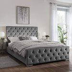 Silverline Beds Official Upholstered Bed Frame in Plush grey 4ft Small Double