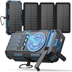 FEELLE Solar Power Bank 50000mAh Magnetic Solar Charger with Hand Crank