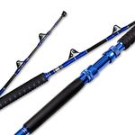 Fiblink 2-Piece Saltwater Offshore Heavy Trolling Rod Roller Rod Conventional Boat Fishing Pole with Roller Guides (30-50lb/50-80lb/80-120lb, 5-Feet 6-inch) (80-120 lbs)