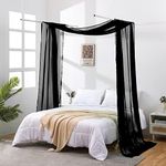 JADE POKE Black Sheer Bed Canopy Scarf 288 Inch Long, Bed Canopy for Girls Adult, Decorative Bed Canopy Scarfs Curtain Drapes for Farther Bedroom/Anniversary, Window Valance Curtain Wide 52, King