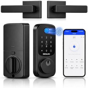 DESLOC B200 Fingerprint Smart Lock with 2 Lever Handles, Keyless Entry Front Door Lock Set, Electronic Keypad Deadbolt, App Control, Auto Lock, Long Battery Life, Secure Home Access