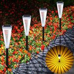 ROSHWEY Solar Pathway Lights, 6 Pack Solar Garden Lights Outdoor Waterproof Unique Pattern Solar Powered Landscape Path Lights Decorative for Yard Garden Walkway Driveway Lawn,White & Warm Light