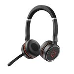 Jabra Evolve 75 SE Wireless Stereo Headset - Bluetooth Headset with Noise-Cancelling Mic & Active Noise Cancellation - MS Teams Certified, works with all other platforms - Black