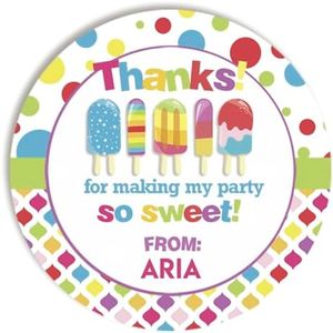 Personalized Popsicle Birthday Stickers – 40 2 Inch Cool Popsicle Birthday Sticker - Labels for Envelopes & Party Favors & Treat Bags Custom & Personalized Birthday Thank You Stickers Amanda Creation