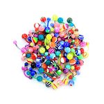 CM Crareesi Mania 50PCS Belly Bars Pack Stainless Steel/Acrylic Navel Piercing Jewellery Random Belly Button Bars 14G Banana Barbells for Belly Piercing Jewellery