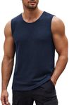 COOFANDY Men's Ribbed Knitted Tank Top Stretchy Cotton Tank Tops Pack Sleeveless Shirts Navy Blue