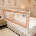 Kids Station 1 Side Premium Bed Rail Guard (6ft x 2.6ft / 180cm x 80cm), Bed Railing for Baby Safety, Kids Toddler Bed Protector Side Walls, Adjustable Height, Portable & Foldable (Beige)
