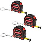 HAUTMEC 10ft Keychain Tape Measure,3 Pack Small Metric and Inches Measuring Tape,Retractable Tape Measure for Professionals and homeowners HT0252