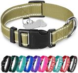 TECEUM Reflective Pet Collar – Olive – S – Basic Nylon Dog Collar – Quick Release Buckle – Fits Small, Medium and Large Dogs, Puppies, Cats – ESA & Service Dog Options