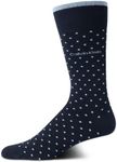 Calvin Klein Men's Dress Socks - 1 Pair Egyptian Cotton Blend Comfort Stay Up Cuff Crew Socks - Dress Socks for Men (7-12), Size 7-12, Navy Pin Dot