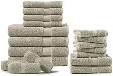 CHATEAU HOME COLLECTION 18-Piece Bath Towel Set (4 Bath Towels, 6 Hand Towels, 8 Wash Cloths) 600 GSM Bath Towels for Bathroom, Absorbent, Hotel Towels for Bathroom Daily Use, Bath Linens Set -Ash