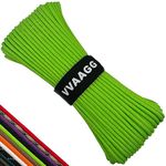 VVAAGG 550 Paracord 100FT - 4mm Lightweight and Durable Camping Rope, Tent Rope, Nylon Cord Rope (FLGreen)