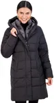 Jones NY Hooded Women's Puffer Jacket with Pillow Collar Bib, Womens Winter Coat, Black - XL