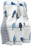 Lush Decor Rowley Birds Reversible Throw Blanket, 50" W x 60" L, Navy - Colorful Floral Bird Print - Whimsical & Playful Quilted Bird Blanket for Bed, Couch Or Chair - Farmhouse & Boho Home Decor