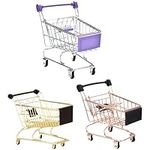 Zerodeko 3pcs mini shopping cart shopping cart shopping cart toy small Sponge Blender foodie mini brands toy mini brands store desk storage toy kid toy trolley office miniature Metal