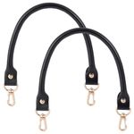 PH PandaHall Black Leather Purse Handle, 2pcs 15.7" Bag Replacement Strap Rounded Handbag Shoulder Bag Strap with 0.6" Golden Swivel Buckles for DIY Clutch Tote Making Repiaring