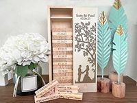 WE Games Personalized Wedding Guest Book Alternative for Wedding, Wooden Memory Keepsake Box, 54 Blocks, Custom Engraved Couple with Tree - Engagement Party, Wedding Shower, Bachelorette Party