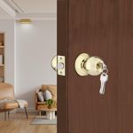 Godrej Cylindrical Lock| with 3 Keys | Premium Range | for Bedroom Doors, for Office, for Internal Wooden Door |for Left & Right Handed & Inside/Outside Opening | 6cm (60mm) Backset | Brass Finish