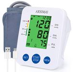 ARSIMAI Blood Pressure Monitor for Home Use,Automatic Upper Arm Blood Pressure Machine with 2x99 Memory Large Backlit Screen Display,Digital Bp Machine Monitor with Large Cuff -White