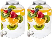 Lily's Home Plastic Beverage Dispenser with Spigot - 2 Gallon Drink Holder for Water, Juice, Tea - Ideal for Parties, Lemonade Stands, & Events. Set of 2