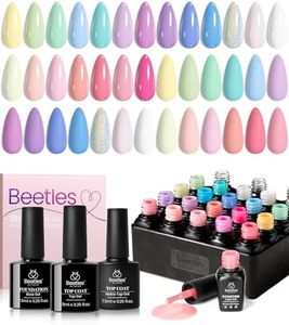 beetles Gel Polish Nail Set 20 Colors Summer Pastel Girly Sparkle Glitter Uv Gel Dreamy Town Collection Macaroon Bright Pastel Nail Manicure Kit with 3Pcs Base Top Coat Gift for Girls