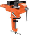 Nuovoware Table Vise 3 Inch, 360° Swivel Base Universal Home Vise Portable Bench Clamp, Clamp-on Vise Bench Clamps Fixed Tool for Woodworking, Metalworking, Cutting Conduit, Drilling, Sawing, Orange