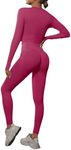 Workout Outfit for Women Two Piece Seamless Long Sleeve Crop Top & Yoga High Waisted Leggings Scrunch Butt Athletic Gym Set
