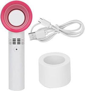 Mini Bladeless Eyelash Fan Dryer, Quiet Portable Mini USB Rechargeable Bladeless Hand Held Fan with Fixed Base Essential Eyelash Extension Supplies for Grafting False Eyelashes (White)