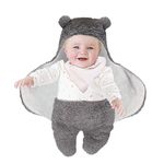 BB Hapeayou Winter Baby Wrap Blanket with Legs Warm Swaddle for 0-6 Month Boys/Girls Grey (Style 2)