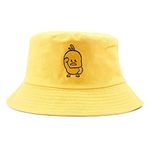 QOOEQPQY Unisex Duck Embroidered Bucket Hat Fashion Reversible Fisherman Cap (White-yellow)