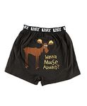 Lazy One Funny Animal Boxers, Novelty Boxer Shorts, Humorous Underwear, Gag Gifts for Men (Wanna Moose Around?, Large)