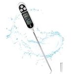 Cooking Thermometer Digital Instant Read Thermometer Ultra-Thin Probe Thermometers Food Probe with Large Lcd Screen for Sugar Water Meat(White,size:9.65inch)