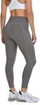 TCA Women's High Waisted 7/8 Leggings– Tummy Control Buttery Soft Leggings with 2 Open Side Pockets for Running, Gym, and Yoga - Charcoal, XL