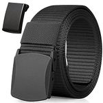 Nylon Belt, 1Pack Men Military Tactical Breathable Belt, fast pass through the airport security. Metal Buckle+Plastic Buckle, Black, 51.18 inch/130cm(not included buckle)