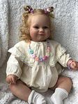 Pinky Reborn Dolls Lovely 24 inch 60 cm New Reborn Maddie Girl Doll with Rooted Blonde Hair Soft Cuddle Body Toys