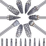 20 Pcs Carbide Burrs Set 1/8" Shank, Preciva Double Cut Die Grinder Bits, Tungsten Carbide Rotary Burr Set for Grinder Bits Rotary Tools, Metal Polishing, Engraving, Drilling