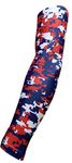 Sports Farm New! Navy Blue Red White Digital Camo Arm Sleeve - Moisture Wicking Compression (Large)