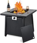 MERXENG 28 Inch Gas Fire Pit Outdoor Firepit Table, 50000BTU Rectangle Propane Fire Table with Lid & Lava Rock for Outside Garden Backyard Deck Patio, CSA Safety Certified