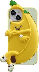 YAKVOOK Kawaii Phone Cases Apply to iPhone 14 Pro,Cute Cartoon Banana Phone Case 3D Funny Yellow Banana Case for Women Girls Soft Silicone Shockproof Cover for iPhone 14 Pro