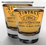 Vintage 1994 Printed 2pk 1.75oz Shot Glasses - 30th Birthday Gifts for Women Men - Cheers to 30 Years Old - 30th Decorations for her him - Best Engraved Whiskey Bourbon Gift Ideas - Mom Dad 2.0