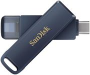 SanDisk 256GB Phone Drive, USB Flash Drive for iPhone, iPad, PC and Mac (2-in-1 iPhone storage, Lightning & USB Type-C Connectors, Automatic Backup, Password Protection, Metallic Sky