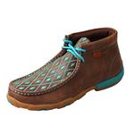 Twisted X Women's Chukka Leather Driving Moccasins, Brown/Turquoise, 7.5 Medium