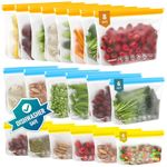 20 Pack Reusable Freezer Bags, BPA Free Reusable Sandwich Lunch Bags, Extra-thick Leakproof Bags Freezer Safe Food Storage Bags For Marinate Meats Fruits Veggies Make-Up Toiletries